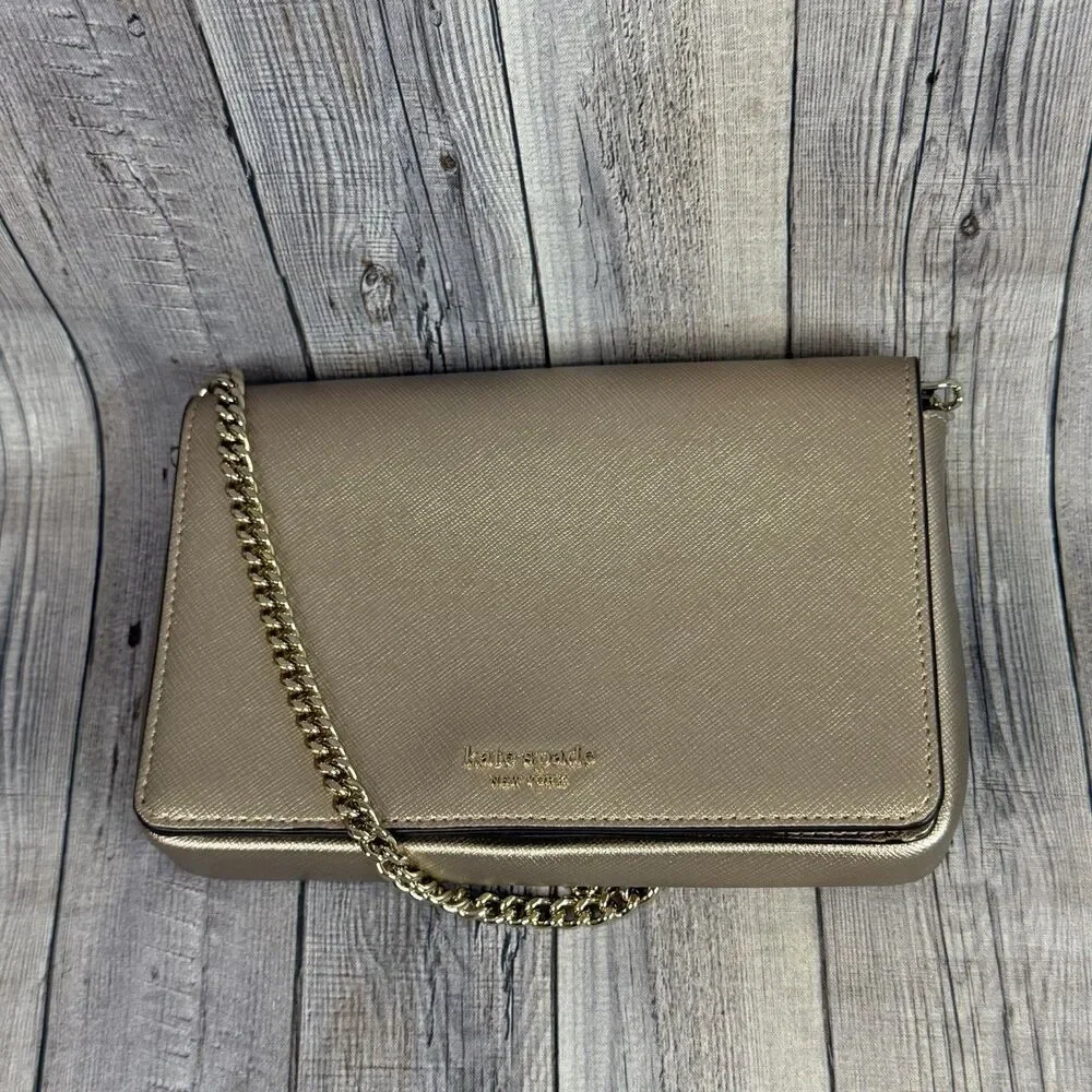 Kate Spade New York Purse Bag Women’s O/S Pale Gold Leather Shoulder